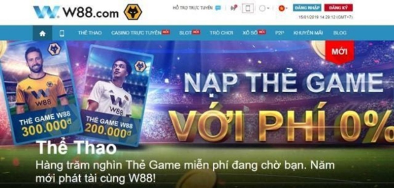 Nhà cái W88 tặng người chơi miễn phí 90 nghìn đồng và 100% giá trị thẻ nạp đầu tiên